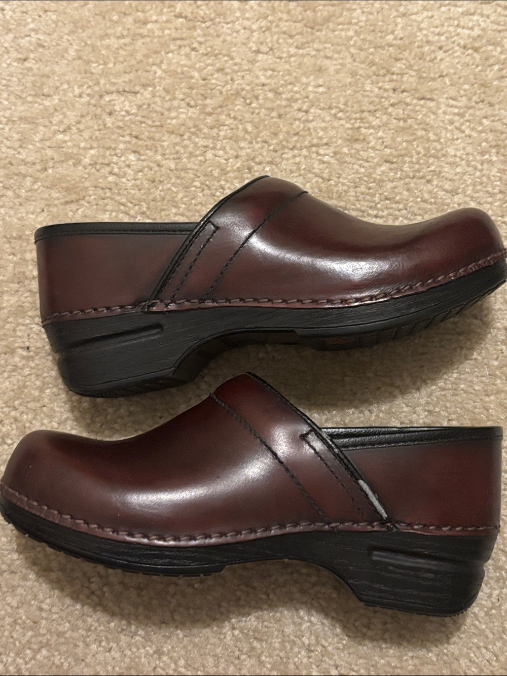 Dansko Women's Burgundy Leather Clogs - Picture 5 of 7